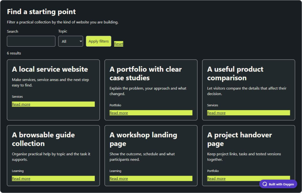 BO Content Explorer: a searchable and filtered library